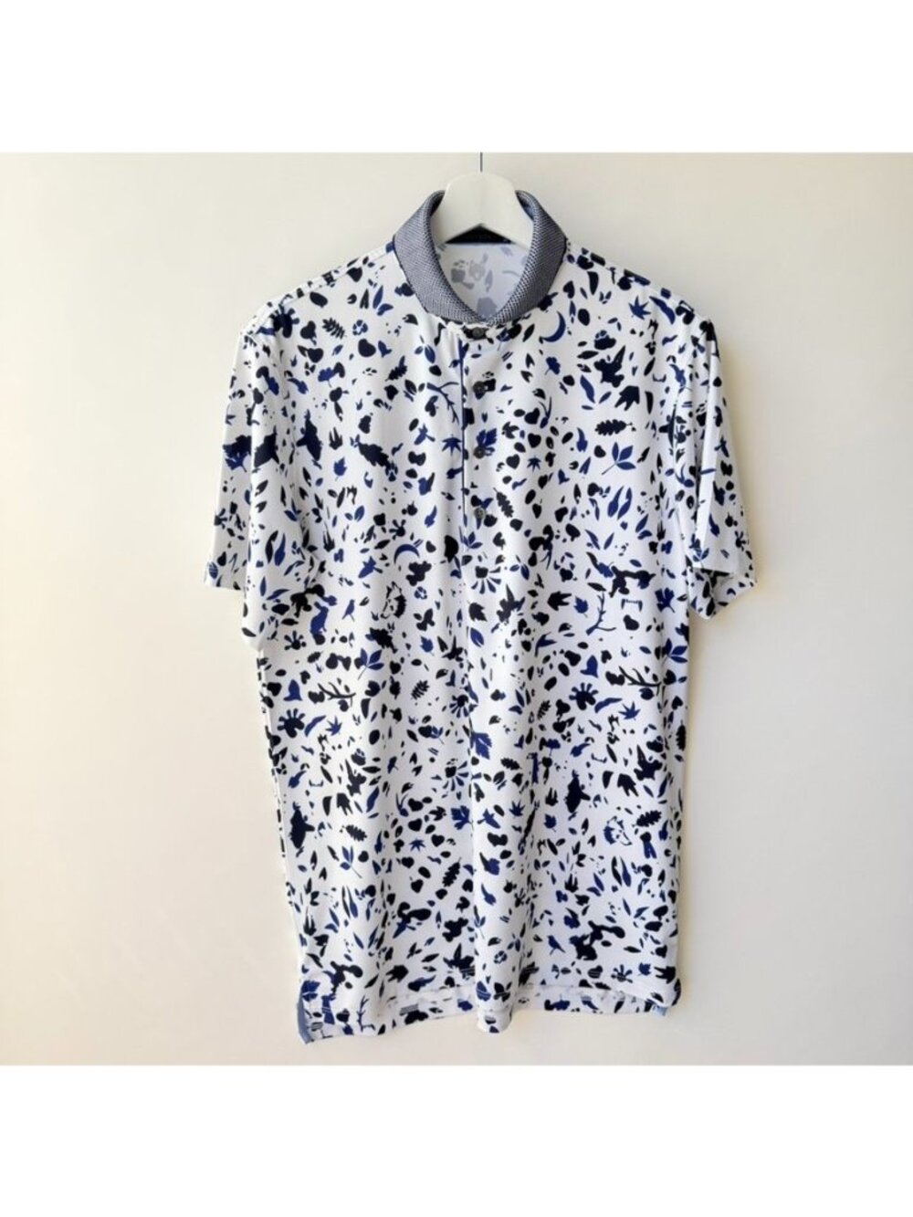 Greyson Clothiers Performance Polo Shirt Men’s White Print Golf Polo Size M
